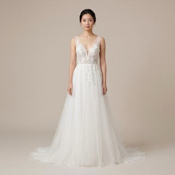 A-line V-neck wedding dress, the most affordable A-line in the collection