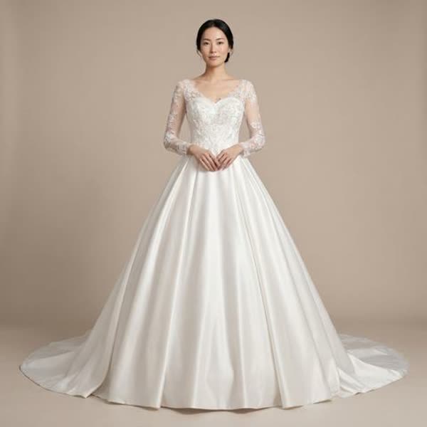 Ball gown wedding dress with illusion neckline from the collection