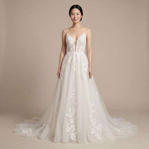 Deep V-neck A-line wedding dress from the collection