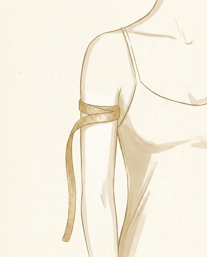 Illustration of a tape around the fullest part of a relaxed upper arm