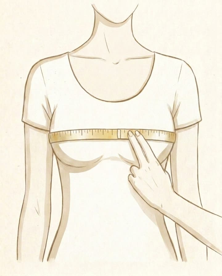 Illustration of a measuring tape around the fullest part of the bust