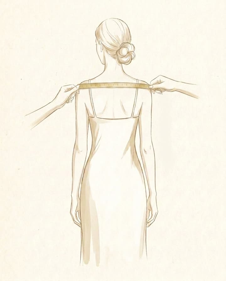 Illustration of a back view with a tape measured across shoulder to shoulder