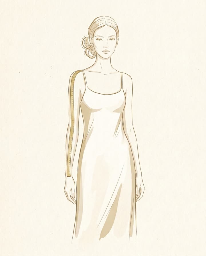Illustration of a tape running from the shoulder point down the arm