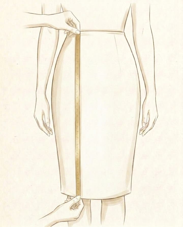 Illustration of a vertical measurement from the waist down to the knee